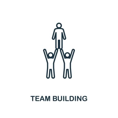 Takım oluşturma simgesi taslak biçimi. Logo, grafik tasarımı ve daha fazlası için ince çizgi yaratıcı takım oluşturma simgesi