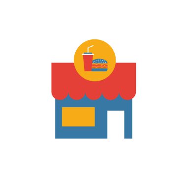 Yemek salonu ikonu. Şehir elemanları simge koleksiyonundan basit bir öge. Creative Food Court simgesi ui, ux, apps, yazılım ve bilgi grafikleri
