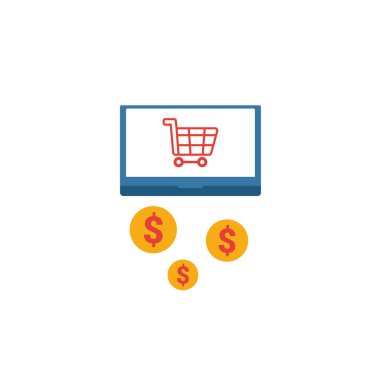 Satış başına maliyet simgesi. İçerik koleksiyonundan basit düz öge. Şablon, yazılım ve uygulamalar için satış simgesi başına yaratıcı maliyet