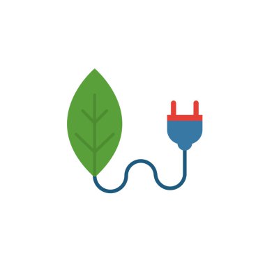 Yeşil Enerji ikonu. Güç ve enerji birikiminden basit düz bir element. Şablon, yazılım ve uygulamalar için yaratıcı yeşil enerji simgesi