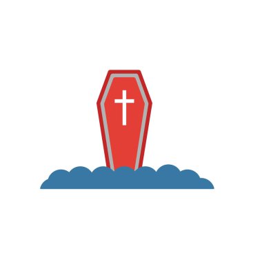 Tabut simgesi. Cadılar Bayramı koleksiyonundan basit bir düz element. Şablon, yazılım ve uygulamalar için yaratıcı tabut simgesi