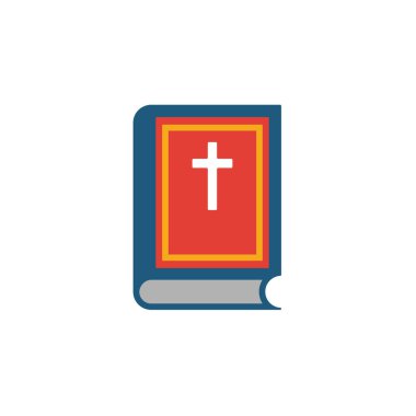 İncil ikonu. Cadılar Bayramı koleksiyonundan basit bir düz element. Şablonlar, yazılımlar ve uygulamalar için yaratıcı İncil simgesi