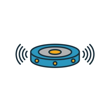 Robot Elektrik süpürgesi ikonu. Akıllı ev simgeleri koleksiyonundan basit bir öge. Yaratıcı Robot Elektrik süpürgesi ikonu ui, ux, apps, yazılım ve bilgi grafikleri