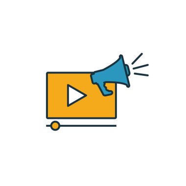 Video pazarlama ikonu. smm simgeleri koleksiyonundan basit bir öge. Yaratıcı Video Pazarlama simgesi ui, ux, app, yazılım ve bilgi grafikleri