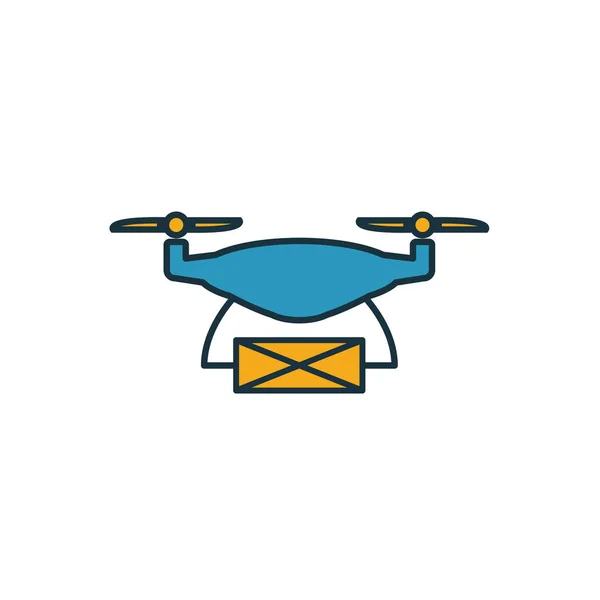 Значок доставки дронов. Простой элемент из коллекции значков смарт-устройств. Creative Drone Delivery icon ui, ux, приложения, программное обеспечение и инфографика — стоковый вектор