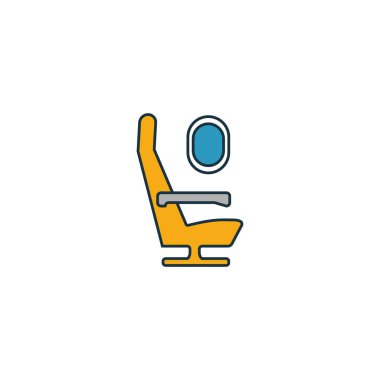 Uçak Koltuğu simgesi. Havaalanı ikonları koleksiyonundan özet doldurulmuş yaratıcı elemet. ui, ux, app, yazılım ve bilgi grafikleri için birinci sınıf uçak koltuğu simgesi