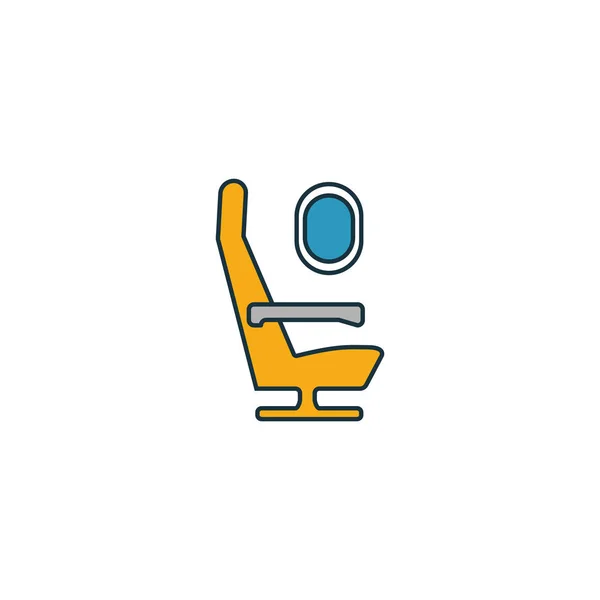 Значок сиденья самолета. Контур наполнил креативный элемет из коллекции икон аэропортов. Premium Airplane seat icon for ui, ux, apps, software and infographics — стоковое фото