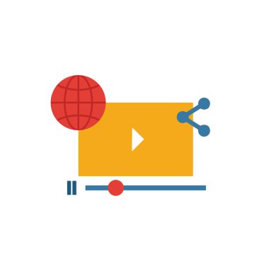 Video Reklam simgesi seti. Çevrimiçi pazarlama ikonları koleksiyonundan farklı stillerde dört element. Yaratıcı video reklam simgeleri doldurulmuş, ana hatlar, renkli ve düz semboller