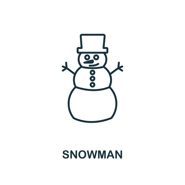Icona pupazzo di neve. Stile linea dalla collezione di icone di Natale. icona sottile pupazzo di neve per il web design, applicazioni, software, uso di stampa — Vettoriale Stock
