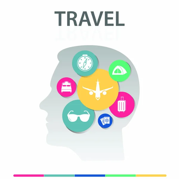 Travel Infographics design. Timeline concept include compass, tent, aircraft icons. Can be used for report, presentation, diagram, web design — Stock Photo, Image