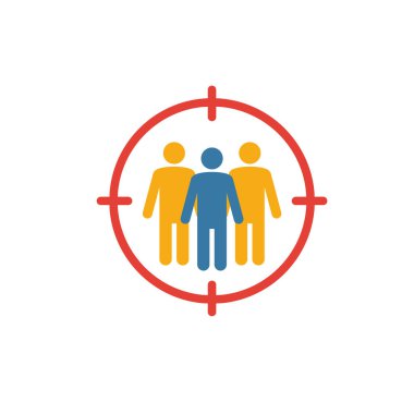 Odaklanma Grubu simgesi. Reklam simgeleri koleksiyonundan düz yaratıcı unsur. Şablonlar, web tasarımı ve yazılım için renkli odak grubu simgesi