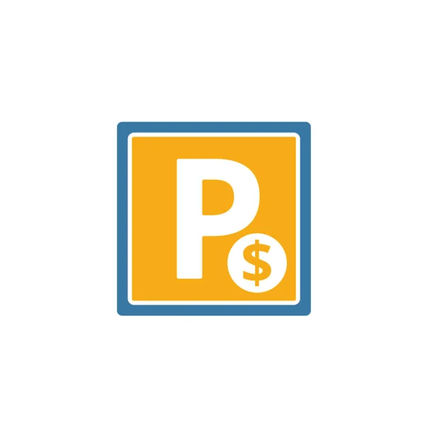 Ikona placeného parkování. Plochý kreativní prvek ze sbírky letištních ikon. Barevné placené parkovací ikony pro šablony, web design a software — Stockový vektor