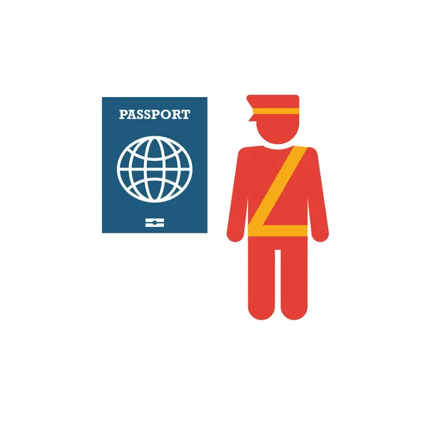 패스포트 컨트롤 아이콘. 공항 아이콘 콜렉션의 플랫 크리에이티브 요소. 템플릿, 웹 디자인, 소프트웨어용 컬러 여권 제어 아이콘 — 스톡 벡터