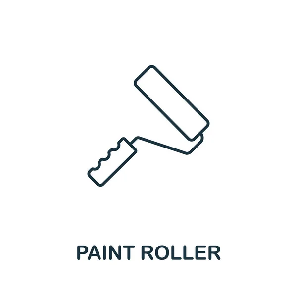 Haga clic en el icono Roller line. Elemento estilo Thin de la colección de iconos de herramientas de construcción. Un icono de Paint Roller para ordenador y móvil. Simbol, gráficos vectoriales del logotipo — Archivo Imágenes Vectoriales