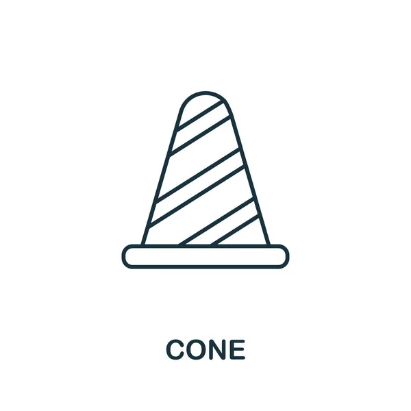 Cone line icon. Element de stil subțire din colecția de icoane instrumente de construcție. Schiță pictograma Conul pentru calculator și mobil. Simbolul, grafica vectoriala logo — Vector de stoc