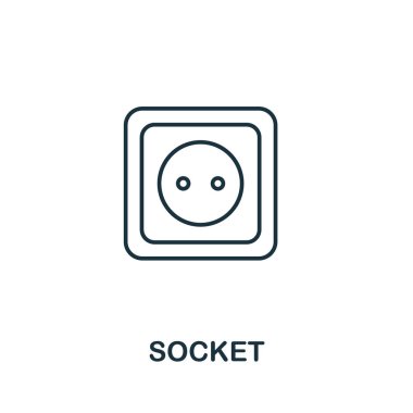 Soket hattı simgesi. İnşaat araçları simgeleri koleksiyonundan ince stil ögesi. Bilgisayar ve mobil için özet Soket simgesi. Sembol, logo vektör grafikleri