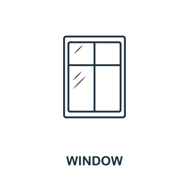 Pencere çizgisi simgesi. İnşaat araçları simgeleri koleksiyonundan ince stil ögesi. Bilgisayar ve mobil için Window simgesini özetle. Sembol, logo vektör grafikleri