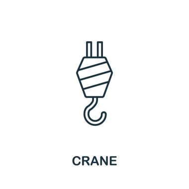 Turna çizgisi simgesi. İnşaat araçları simgeleri koleksiyonundan ince stil ögesi. Bilgisayar ve cep telefonu için Crane simgesini çizin. Sembol, logo vektör grafikleri