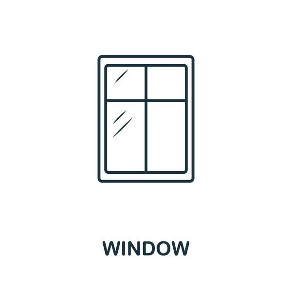 Icono de la línea de ventanas. Elemento estilo Thin de la colección de iconos de herramientas de construcción. icono de ventana de acceso directo para ordenador y móvil. Simbol, gráficos vectoriales del logotipo — Vector de stock