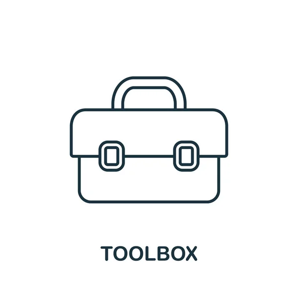 Symbolleiste Toolbox. Dünnes Stilelement aus der Sammlung von Symbolen für Bauwerkzeuge. Outline Toolbox Symbol für Computer und Mobiltelefone. Symbol, Logo-Vektorgrafik — Stockvektor