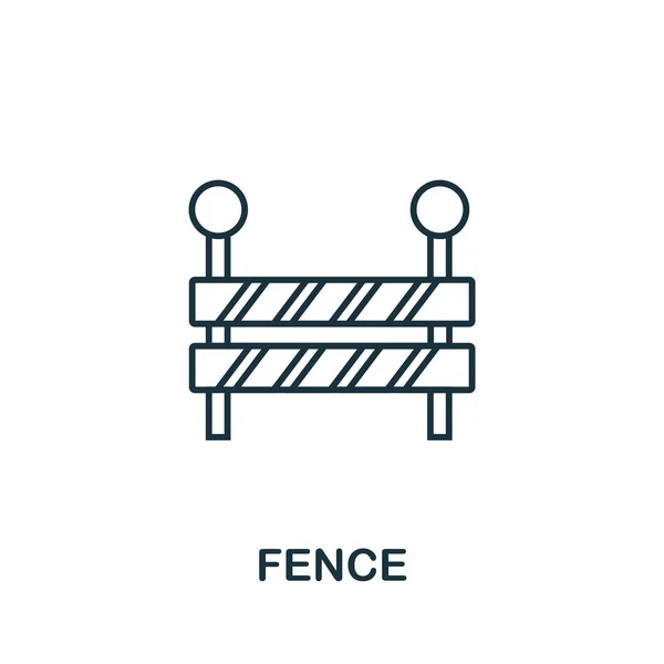 Fence line icon. Thin style element from construction tools icons collection. Outline Fence icon for computer and mobile. Symbol, logo vector graphics — Stock Vector