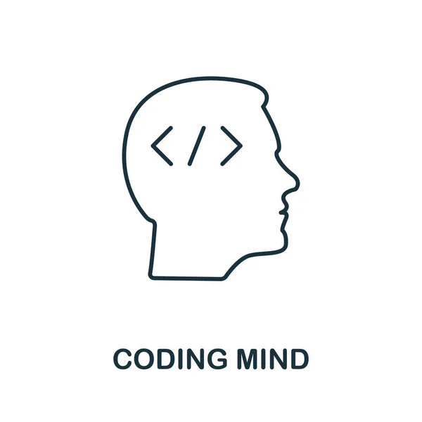 Añadir icono de la línea de la mente. Estilo de diseño de Thin de la colección de iconos del programador. Un icono de la mente de codificación simple para infografías y plantillas. — Archivo Imágenes Vectoriales