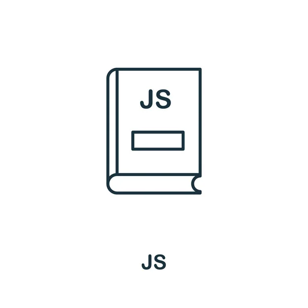 Icono de la línea de Js. Estilo de diseño de Thin de la colección de iconos del programador. icono de js simples para infografías y plantillas — Archivo Imágenes Vectoriales