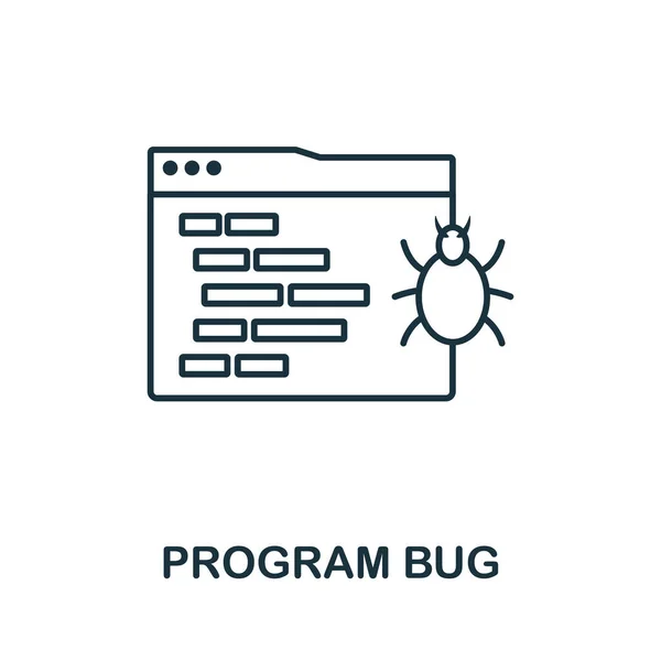 Ikona řádku chyb programu. Styl tenkého designu z kolekce ikon programátorů. Jednoduchá ikona chyby programu pro infografiku a šablony — Stockový vektor