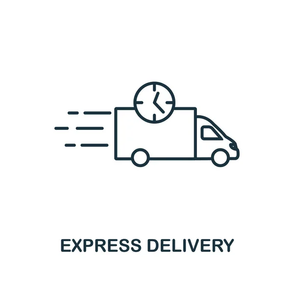 Express Delivery icon. 모노크롬 스타일 디자인은 물류 전달 아이콘 컬렉션에서 가져온 것이다. UI. 픽셀 완벽 한 간단 한 픽 토 그램 표현 아이콘. 웹 디자인, 앱, 소프트웨어, 인쇄물 사용. — 스톡 벡터