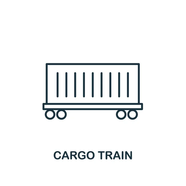 Ikona kolejki towarowej. Cienki styl projektowania z kolekcji logistyki dostawy ikony. Prosta ikona pociągu cargo do infografik i szablonów — Wektor stockowy