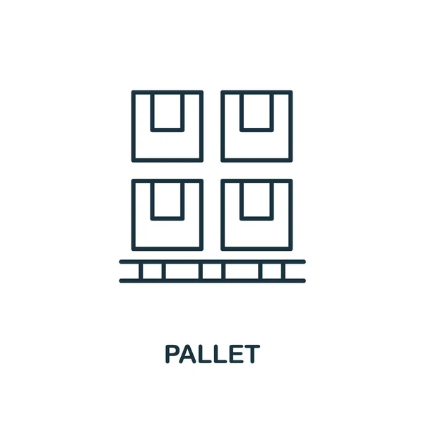 Palettenlinien-Symbol. Dünner Design-Stil aus der Sammlung von Logistik-Liefersymbolen. Einfaches Palettensymbol für Infografiken und Vorlagen — Stockvektor
