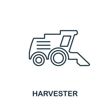 Hasat simgesi. Çiftlik simgeleri koleksiyonundan ince çizgi biçimi ögesi. Bilgisayar ve mobil için özet biçici simgesi