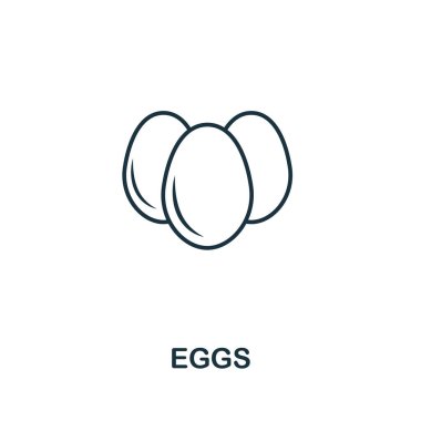Yumurta ikonu. Çiftlik simgeleri koleksiyonundan ince çizgi biçimi ögesi. Bilgisayar ve mobil için özet yumurta simgesi