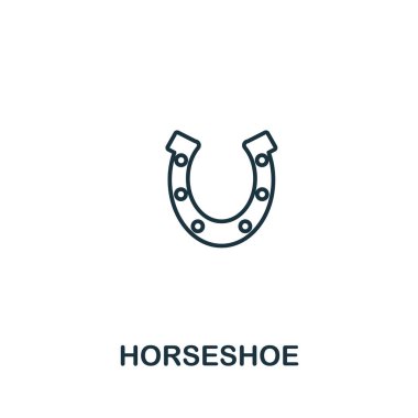 At nalı ikonu. Çiftlik simgeleri koleksiyonundan ince çizgi biçimi ögesi. Bilgisayar ve mobil için özet at nalı simgesi