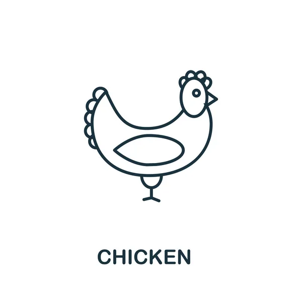 Ícono de pollo. Elemento estilo línea de pensamiento de la colección de iconos de la granja. ícono de pollo en línea para computadora y móvil — Vector de stock