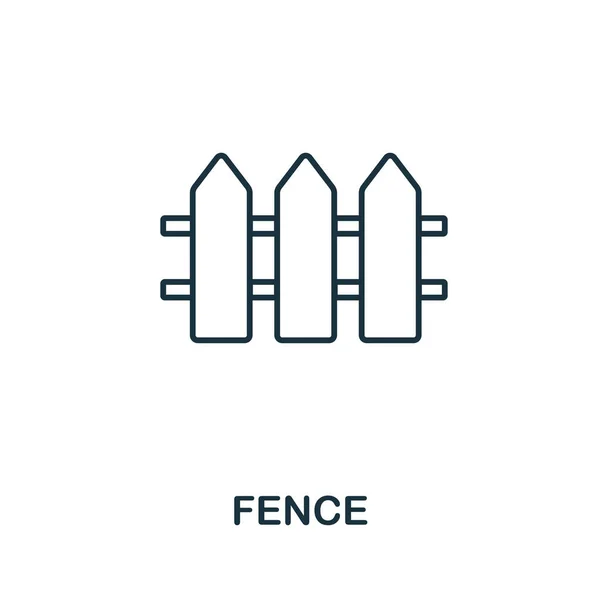 Fence icon. Thin line style element from farm icons collection. Outline Fence icon for computer and mobile — Stock Vector