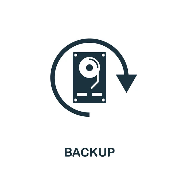 Icona di backup. Elemento semplice dalla raccolta dell'organizzazione dei dati. Icona di backup riempita per modelli, infografiche e altro — Vettoriale Stock