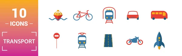 輸送アイコンセット。創造的な要素車、オートバイ、自転車、トロリーバス、タクシーアイコンが含まれています。レポート、プレゼンテーション、ダイアグラム、 Webデザインに使用できます。 — ストックベクタ