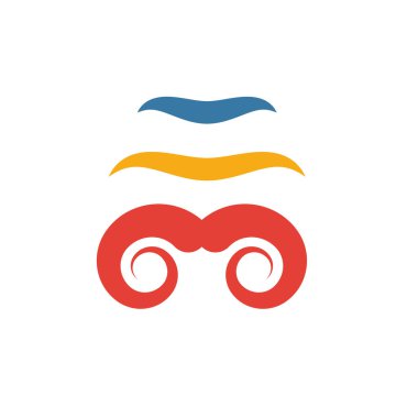 Bıyıklı Girdap simgesi. Berber dükkanının ikon koleksiyonundan düz yaratıcı unsur. Şablonlar, web tasarımı ve yazılım için renkli bıyık girdabı simgesi.