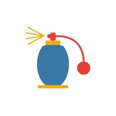 Sprey ikonu. Berber dükkanının ikon koleksiyonundan düz yaratıcı unsur. Şablon, web tasarımı ve yazılım için renkli sprey simgesi.