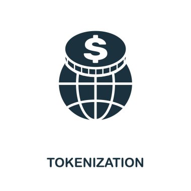 Tokenizasyon simgesi. İş aksaklığı koleksiyonundan basit bir unsur. Şablonlar, bilgi grafikleri ve daha fazlası için doldurulmuş Tokenization simgesi.