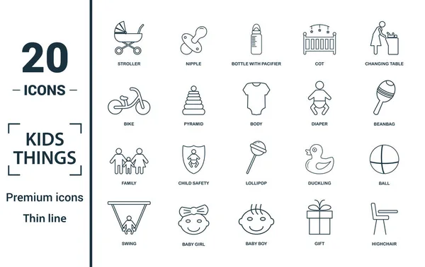 Child Staff icon set. Include creative elements stroller, bottle with pacifier, baby bike, diaper, family icons. Can be used for report, presentation, diagram, web design