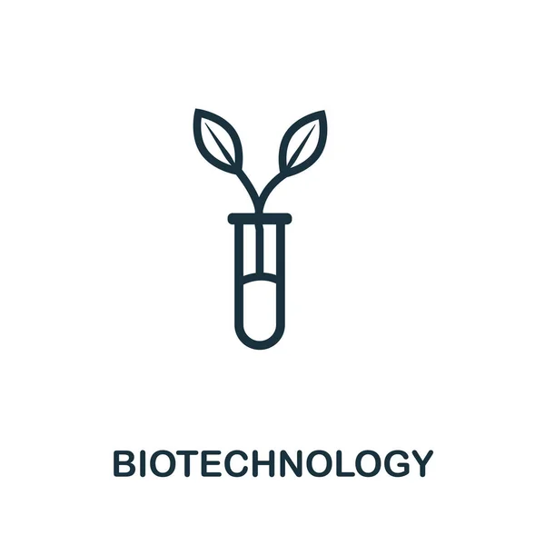 生物技术图标 简单的线条元素 软件和信息图形的生物技术图标概述 — 图库矢量图片