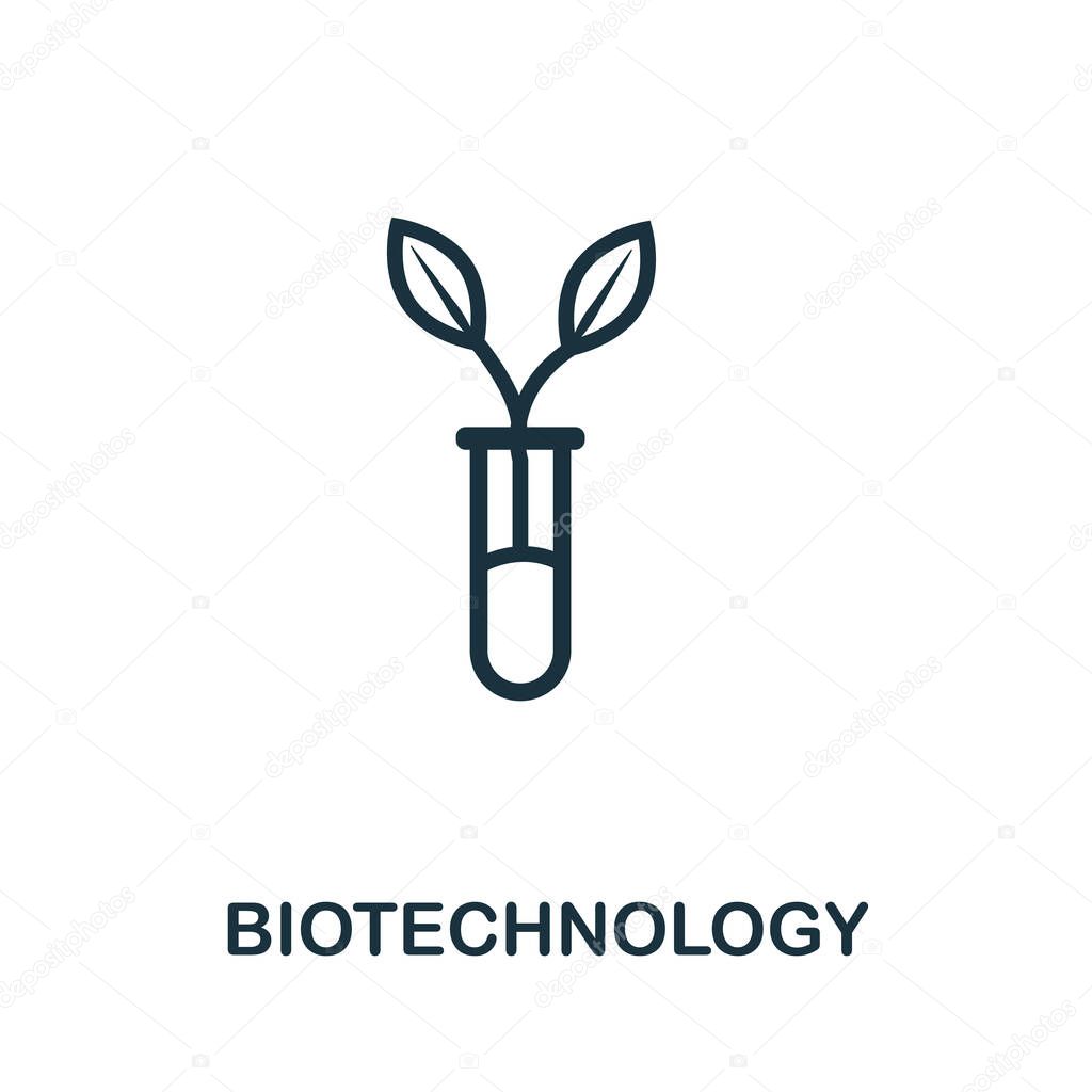 Biotechnology icon. Simple line element. Outline Biotechnology icon for templates, software and infographics.