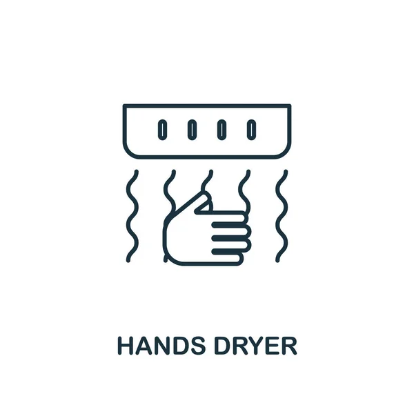 Ícone de secador de mãos. Elemento de estilo de linha da coleção de higiene. Ícone de secador de mãos finas para web design e infográficos —  Vetores de Stock