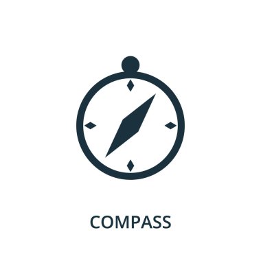 Pusula simgesi. Navigasyon koleksiyonundan basit bir öge. Şablonlar, bilgi grafikleri ve daha fazlası için doldurulmuş pusula simgesi