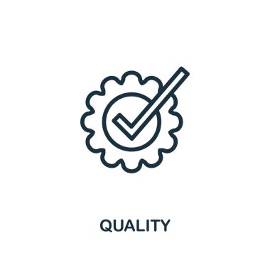 Kalite simgesi. E-ticaret simgeleri koleksiyonundan satır biçimi basit öge. Web tasarımı, uygulamalar, yazılımlar, yazdırma kullanımı için piksel mükemmel kalite simgesi