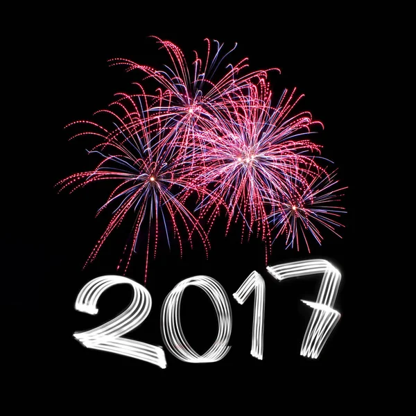 New Year's Eve 2017 with Fireworks — Stock Photo, Image