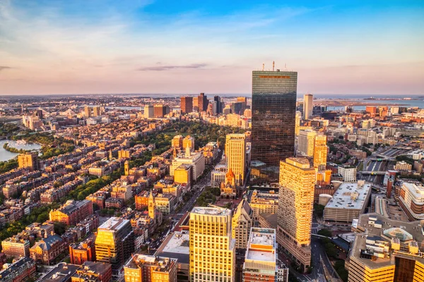 Vista aérea de Boston al atardecer — Foto de Stock