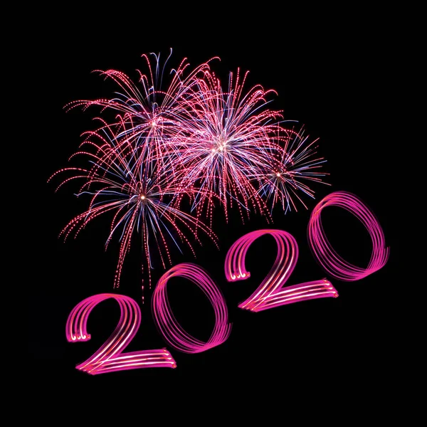 New Year's Eve 2020 met vuurwerk — Stockfoto